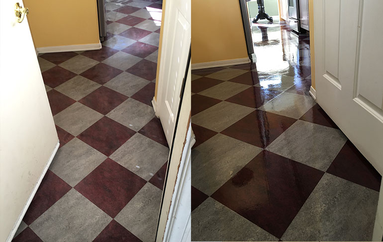 Marmoleum Floor Cleaning and Waxing Before & After