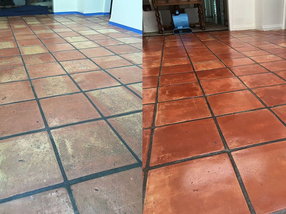 Satillo Tile Floor Cleaning and Waxing Before & After