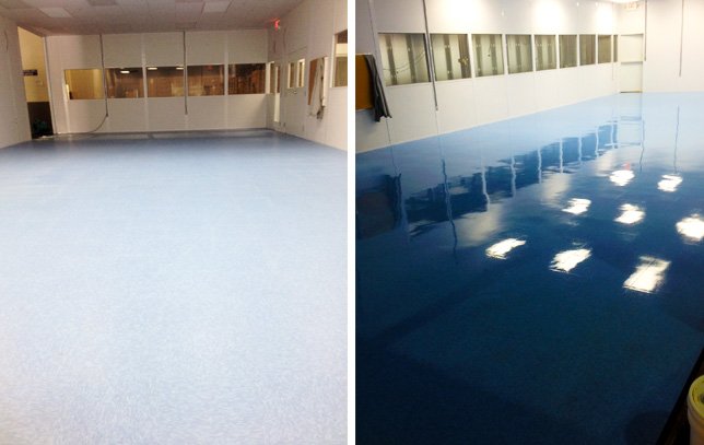 VCT Tile Floor Stripping and Re-Waxing Before & After