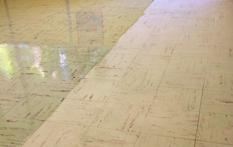 VCT Tile Floor Stripping Before & After