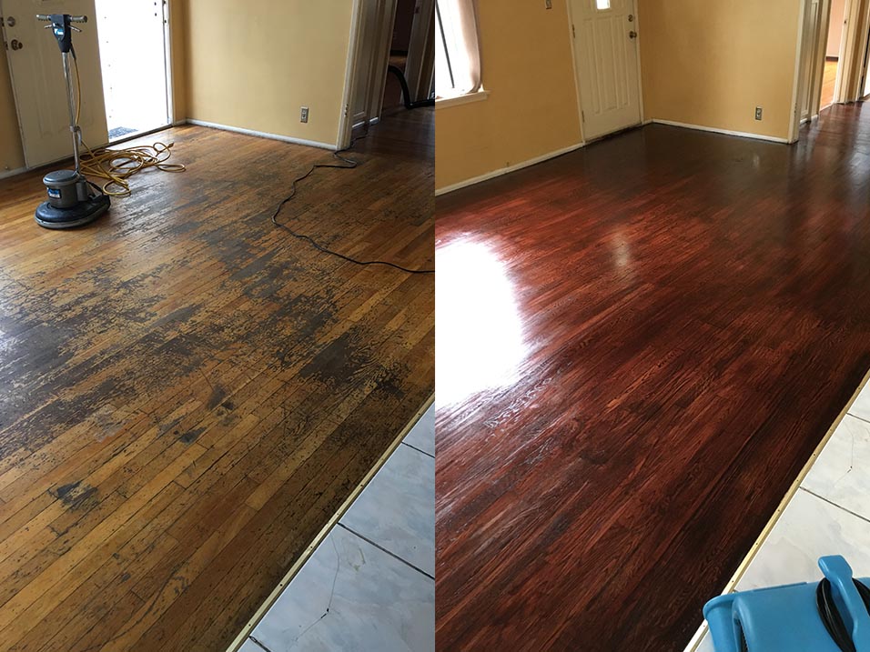 Hardwood Floor Refinishing Before & After